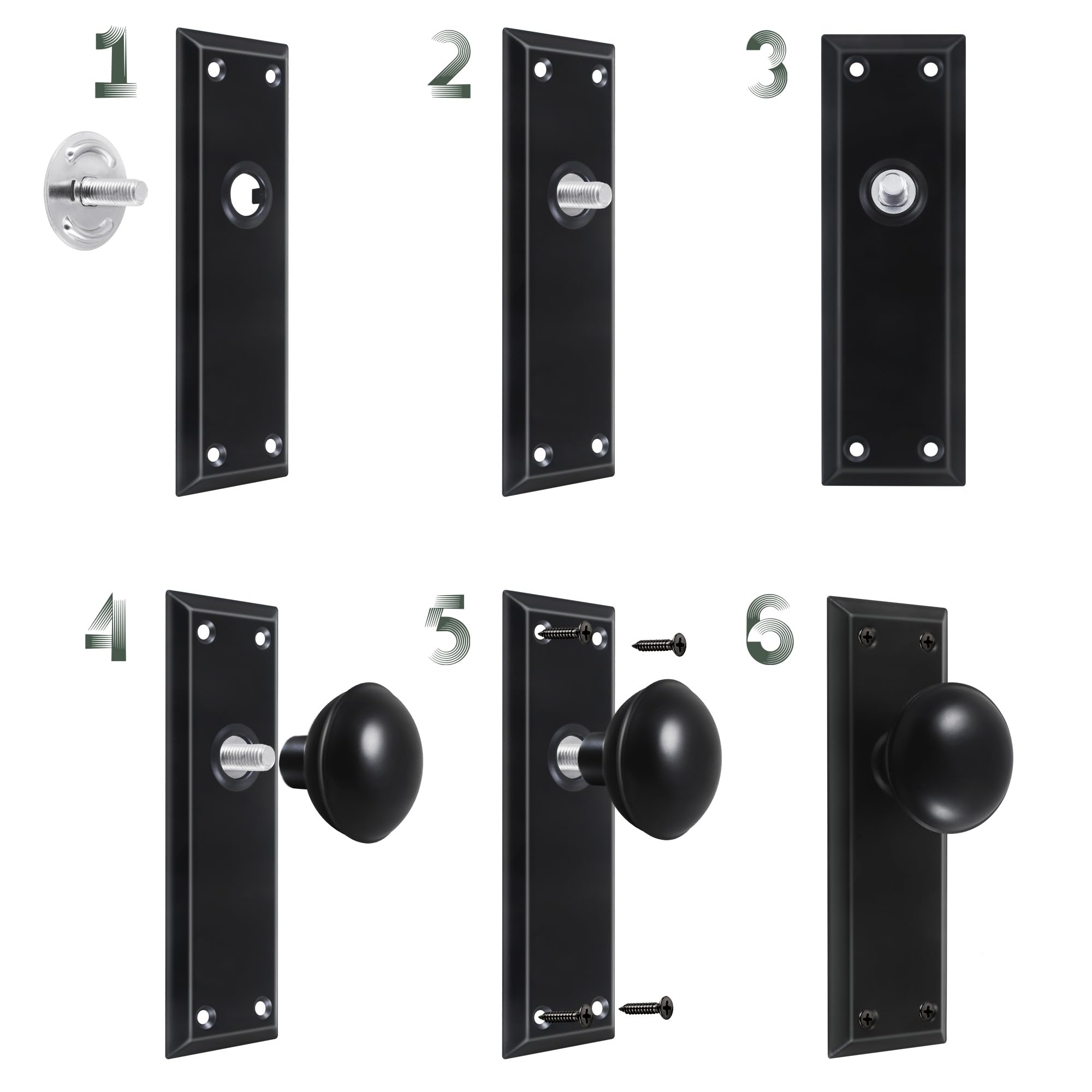 newliplace 2 Pack One-Sided Black Dummy Door Knobs Interior